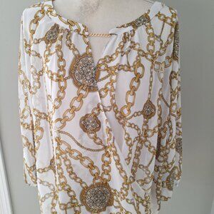 Jennifer Lopez Faux Wrap Blouse Shirt Top Size Large